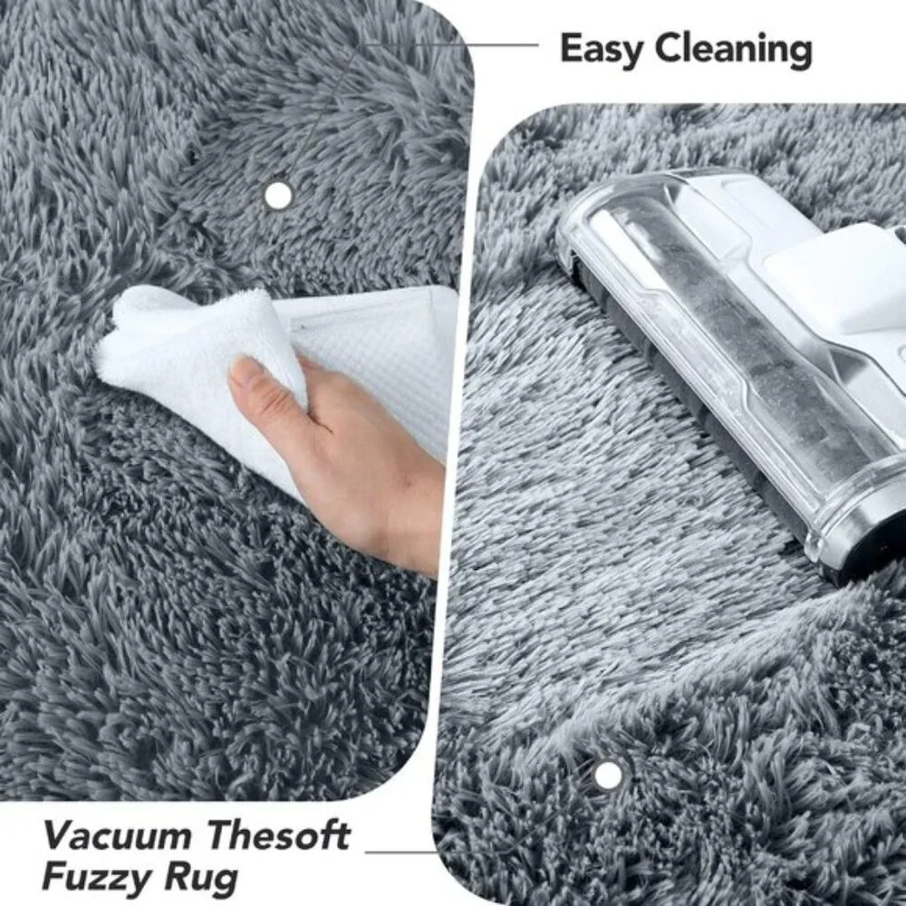 New 5x7 Grey Shag Rug, Soft Plush Fuzzy Carpet for Home, Room & Nursery